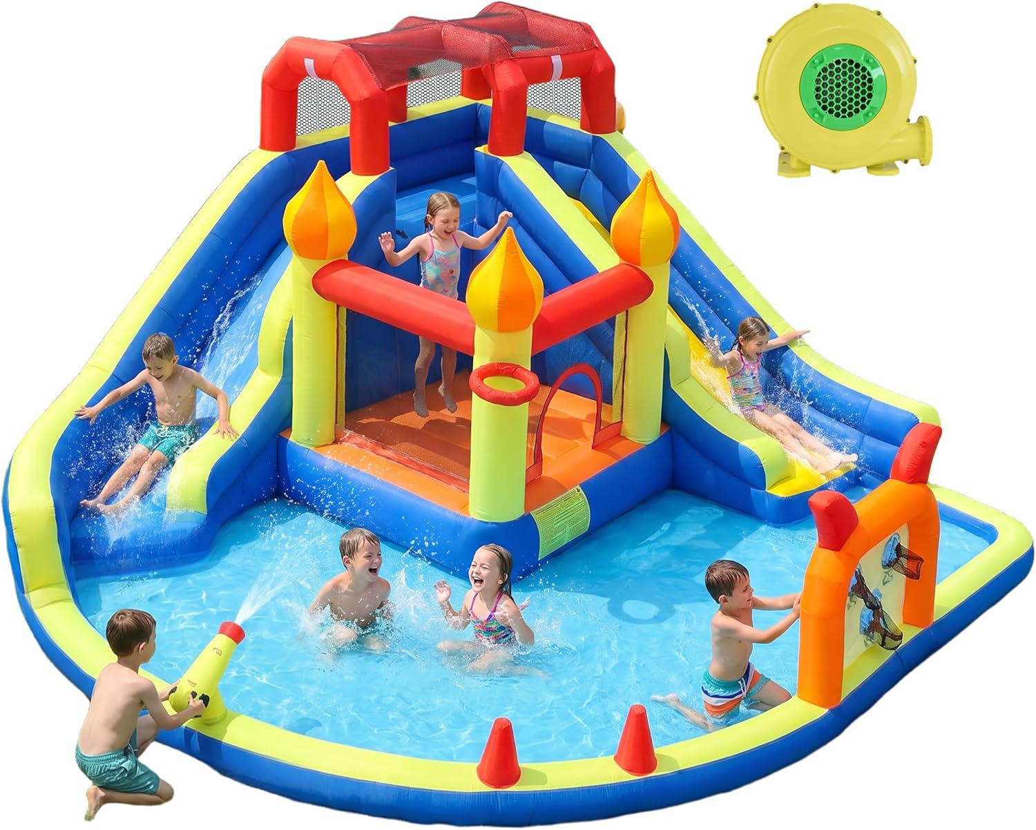 Kids Outdoor Jump House - Kids Jumping Castle with Two Long
