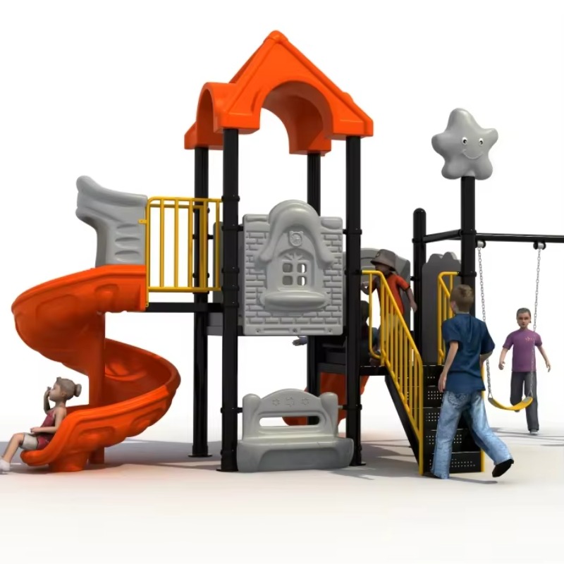 Kids Outdoor Swing - Outdoor Steel Plastic Swing Set with