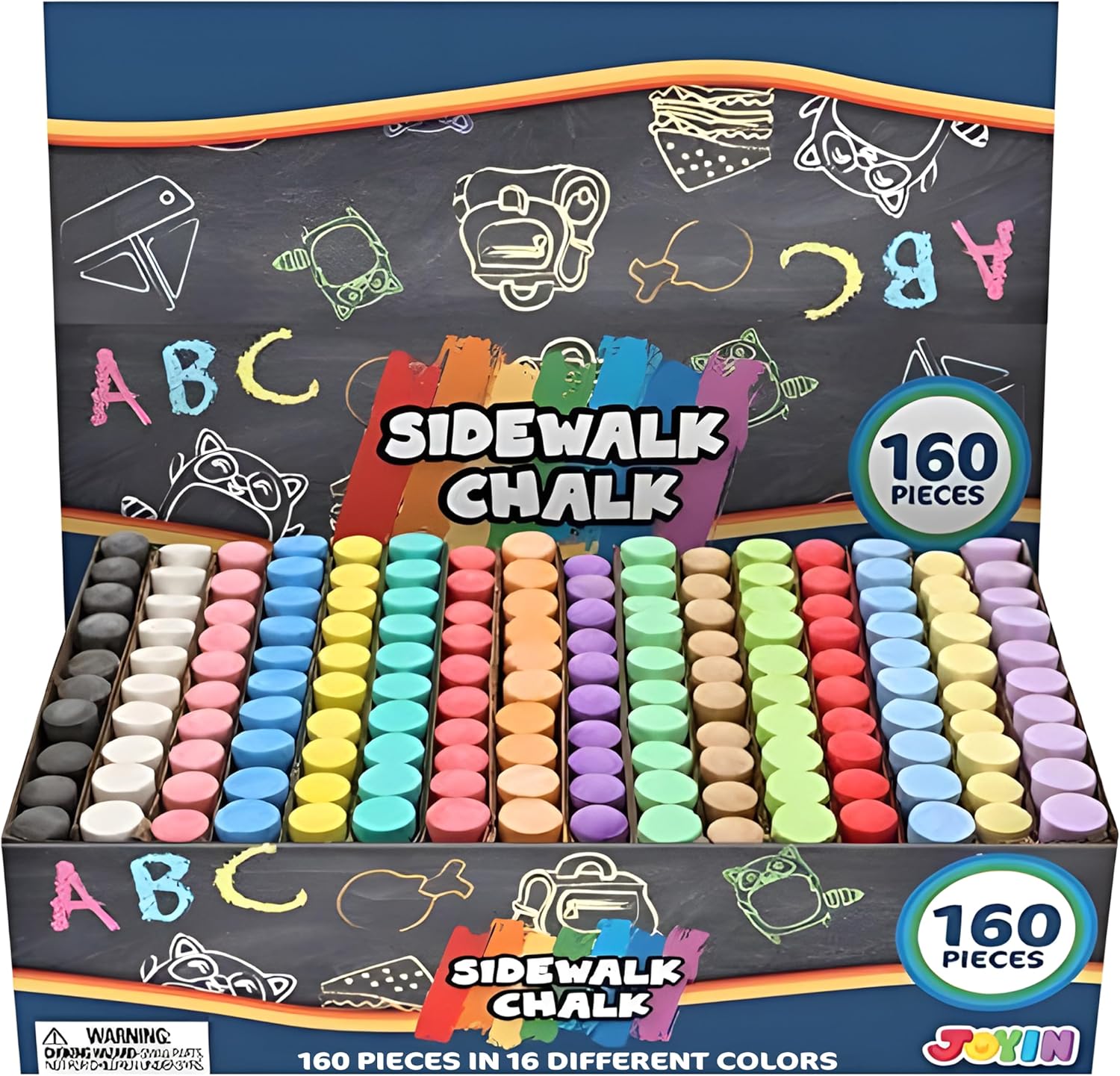 Chalk Outdoor Jumbo - 160 PCS Sidewalk Chalks Set Non-Toxic