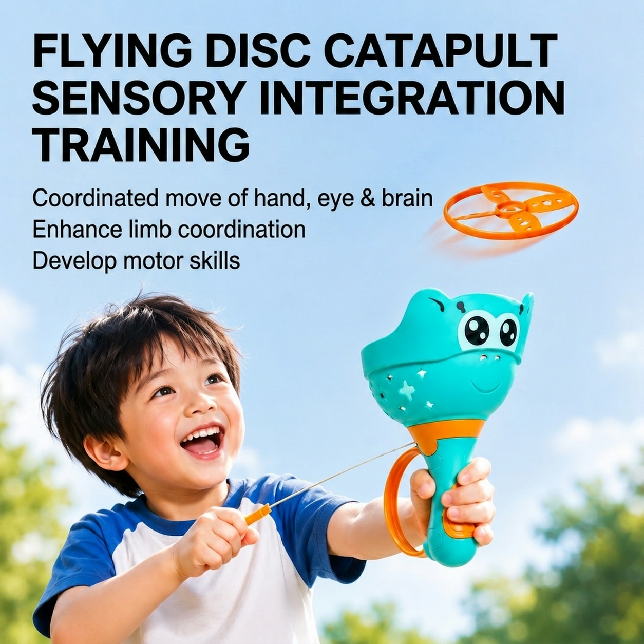 Kids Outdoor Yard Games - Mquduo Flying Disc Catapult Launcher Toy