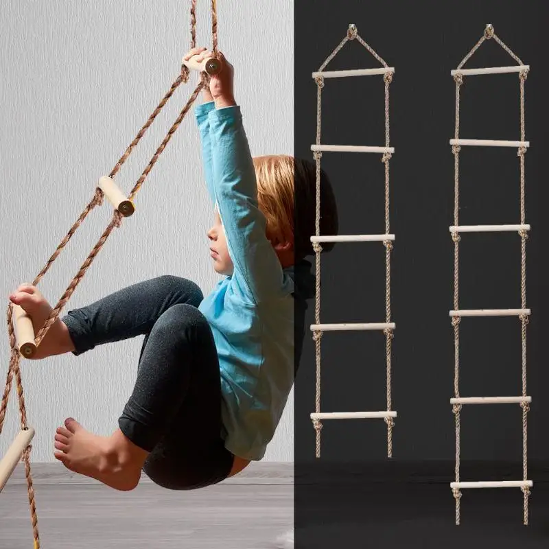 Kids Outdoor Swing - Kids Wooden Ladder Outdoor Activity Safe