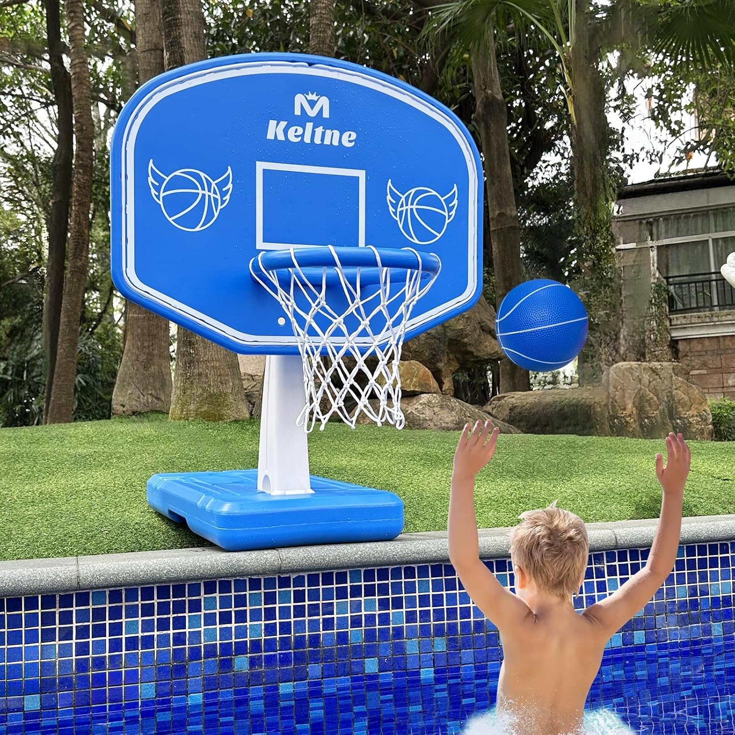 Kids Outdoor Ball - Large Swimming Pool Basketball Hoop with