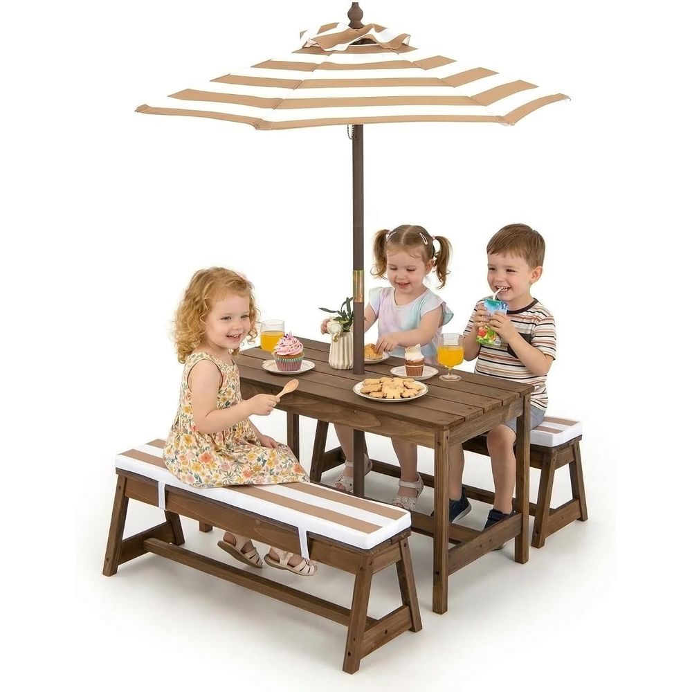 Kids Picnic Table, Toddler Woo - Kids Outdoor Table And Chairs With Umbrella recension och pris