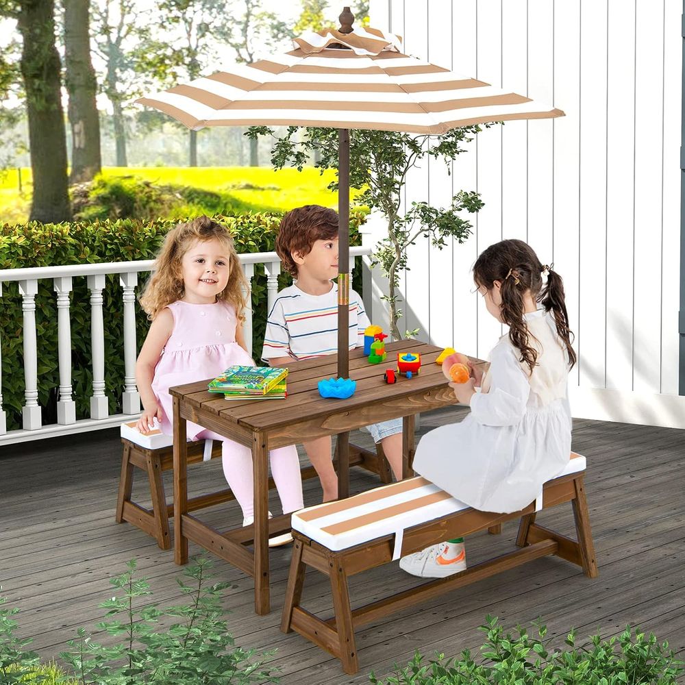 Kids Picnic Table, Toddler Woo - Kids Outdoor Table And Chairs With Umbrella recension och pris