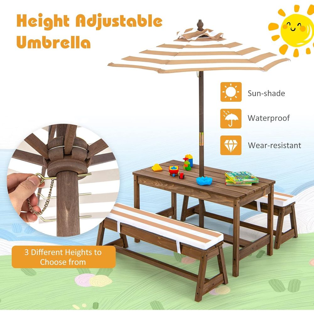 Kids Picnic Table, Toddler Woo - Kids Outdoor Table And Chairs With Umbrella recension och pris