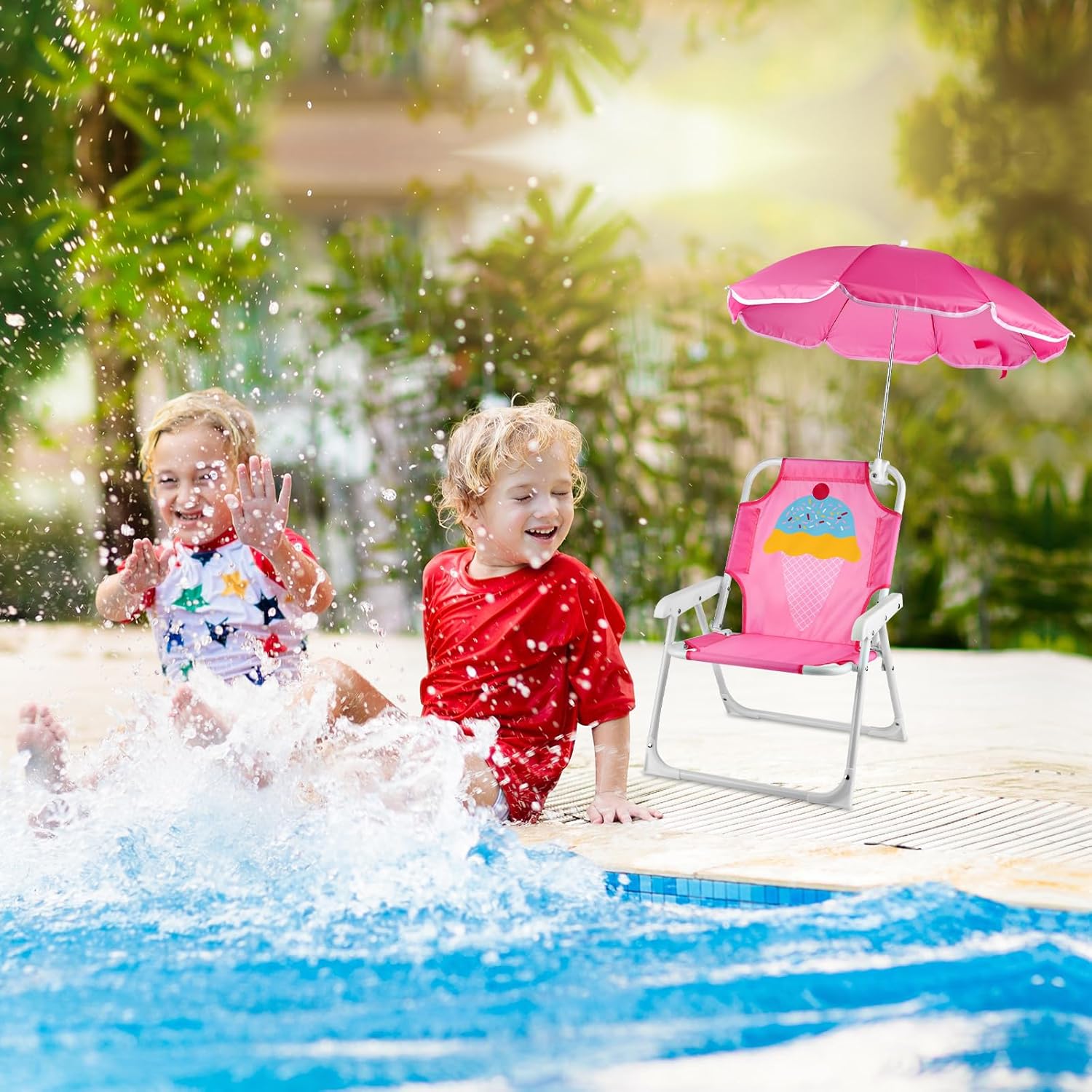 1 Set Folding Beach Chair with - Kids Outdoor Umbrella Chair recension och pris