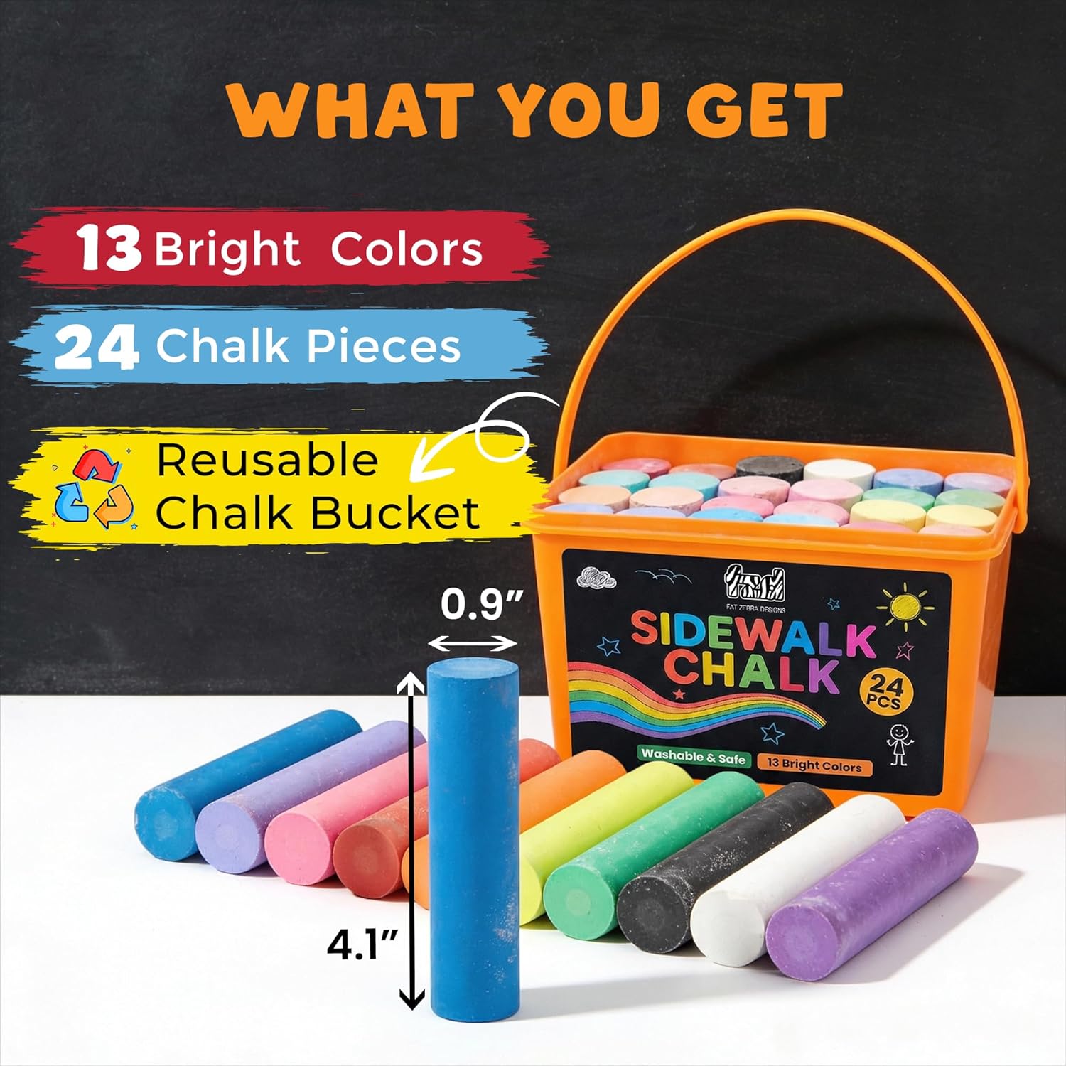 24 PCS Sidewalk Chalk for Kids - Chalk Outdoor Jumbo recension och pris