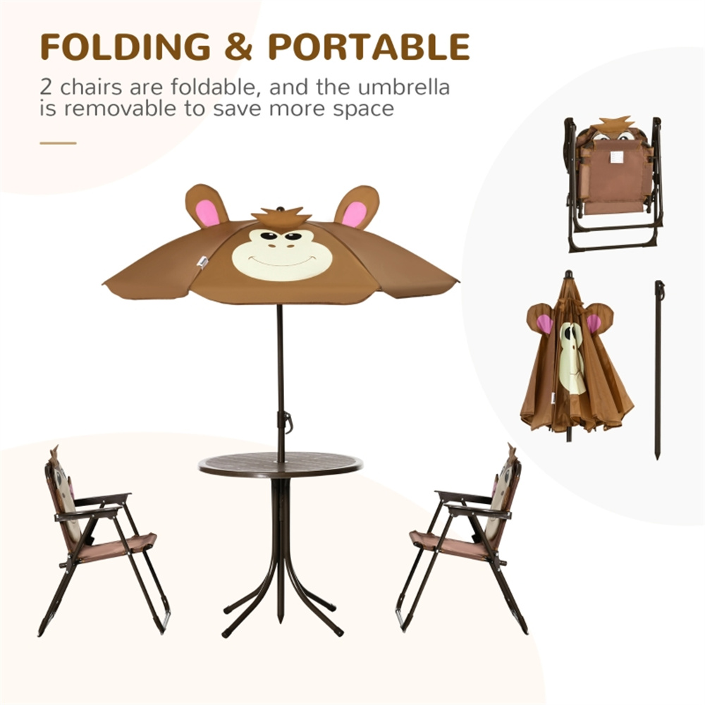 Cute Monkey Kids Patio Table C - Kids Outdoor Table And Chairs With Umbrella recension och pris