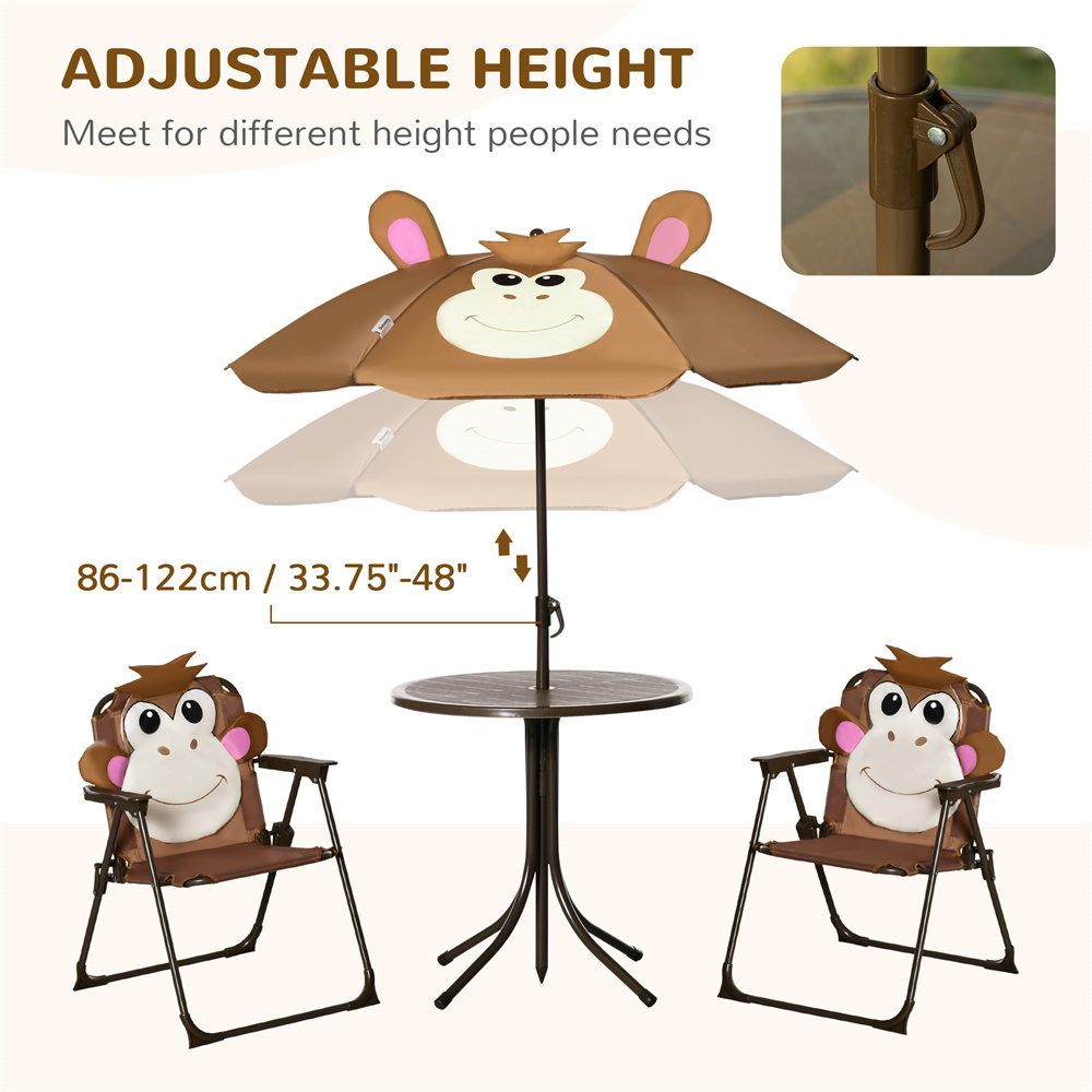 Cute Monkey Kids Patio Table C - Kids Outdoor Table And Chairs With Umbrella recension och pris