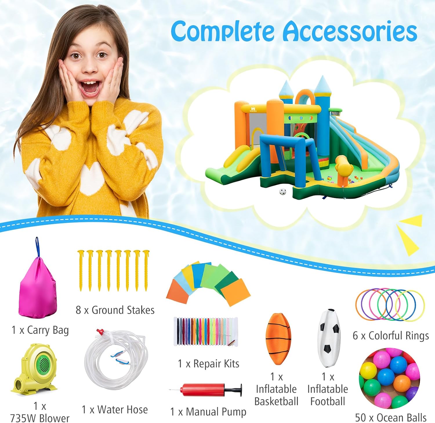 9-in-1 Inflatable Water Slide  - Kids Outdoor Ball recension och pris