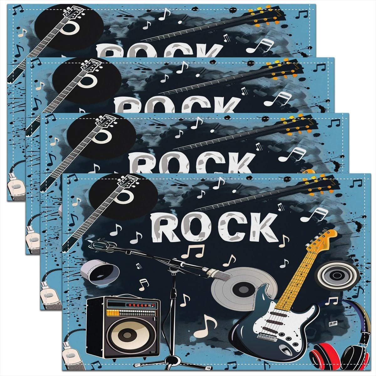 Rock Music Placemats Set of 4  - Kids Outdoor Table recension och pris