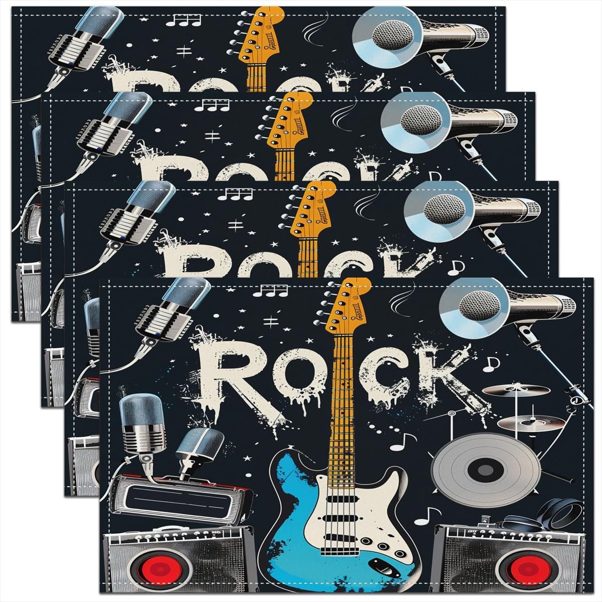 Rock Music Placemats Set of 4  - Kids Outdoor Table recension och pris