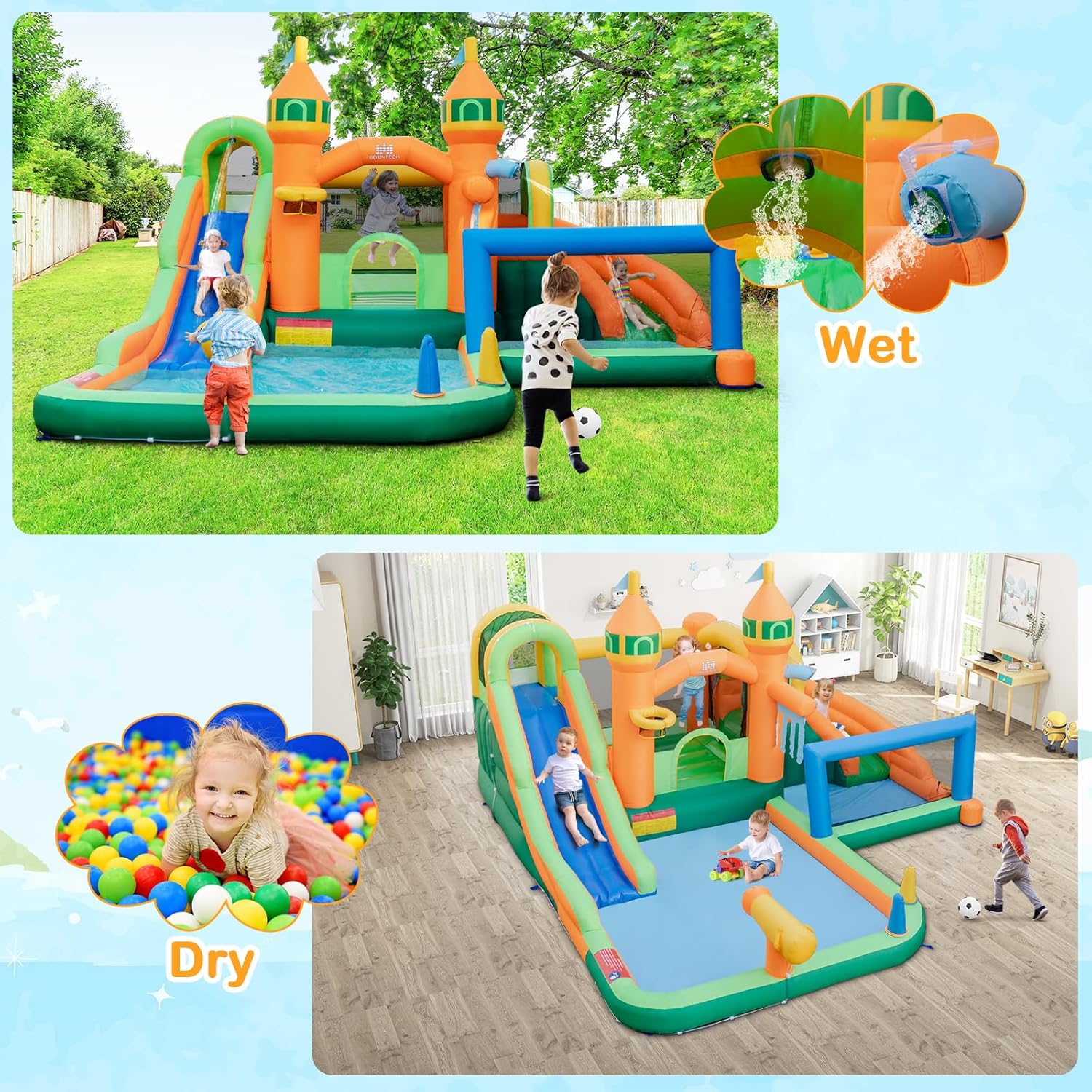 9-in-1 Inflatable Water Park B - Kids Outdoor Jump House recension och pris