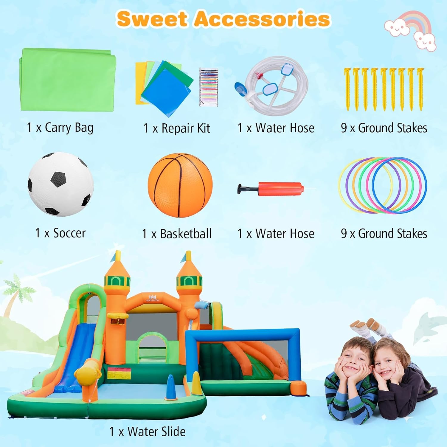 9-in-1 Inflatable Water Park B - Kids Outdoor Jump House recension och pris
